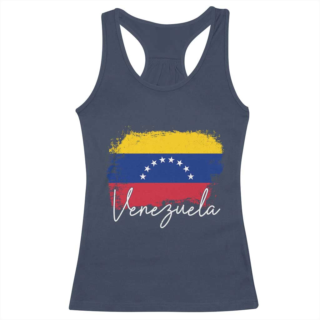 Venezuela Flag Pride Patriotic Racerback Tank Top for Venezuelan Roost TS02 Navy Print Your Wear