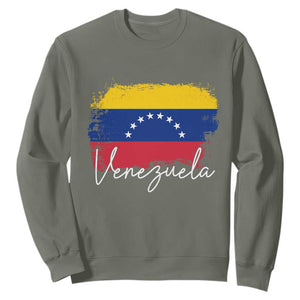 Venezuela Flag Pride Patriotic Sweatshirt for Venezuelan Roost TS02 Military Green Print Your Wear