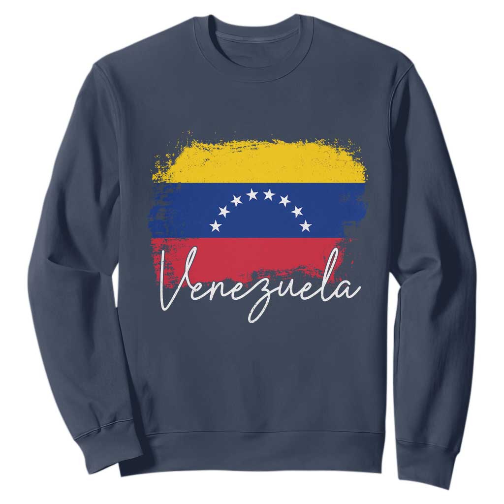Venezuela Flag Pride Patriotic Sweatshirt for Venezuelan Roost TS02 Navy Print Your Wear