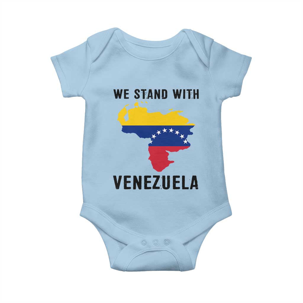 We Stand With Venezuela Baby Onesie Venezuelan Flag Unity Graphic TS02 Light Blue Print Your Wear