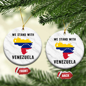 We Stand With Venezuela Ceramic Ornament Venezuelan Flag Unity Graphic TS02 1pc White Marble Print Your Wear