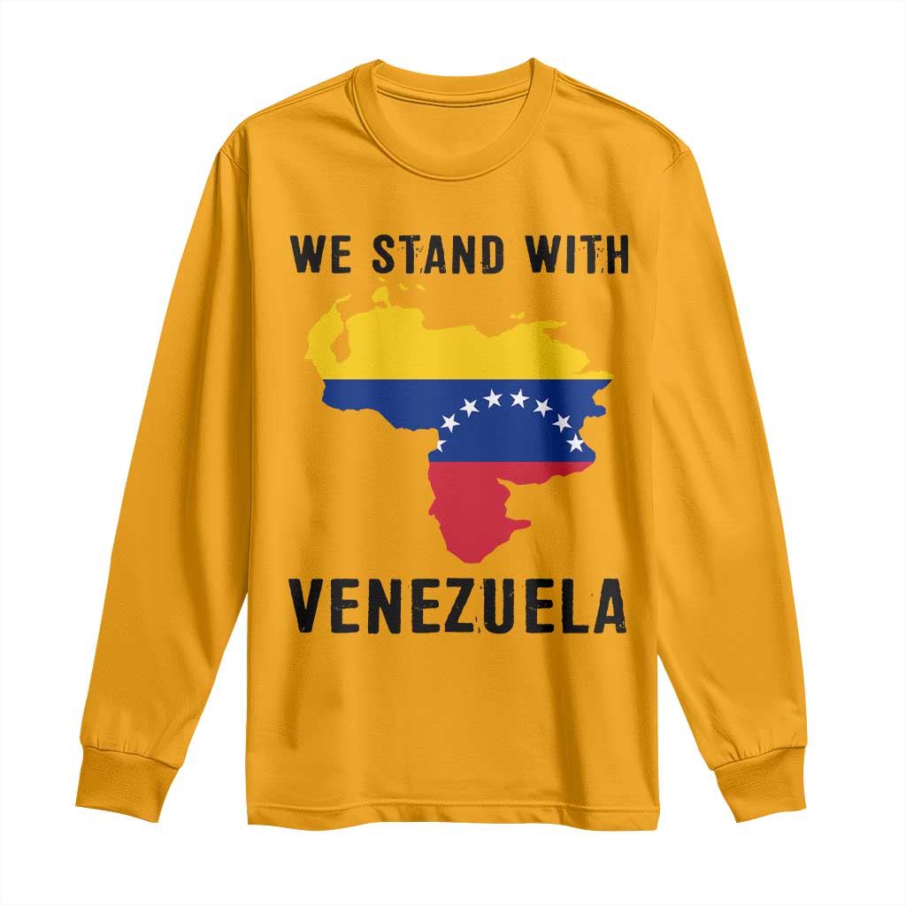 We Stand With Venezuela Long Sleeve Shirt Venezuelan Flag Unity Graphic TS02 Gold Print Your Wear