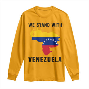 We Stand With Venezuela Long Sleeve Shirt Venezuelan Flag Unity Graphic TS02 Gold Print Your Wear