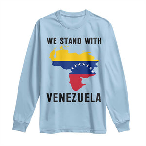 We Stand With Venezuela Long Sleeve Shirt Venezuelan Flag Unity Graphic TS02 Light Blue Print Your Wear