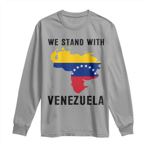 We Stand With Venezuela Long Sleeve Shirt Venezuelan Flag Unity Graphic TS02 Sport Gray Print Your Wear