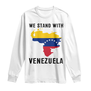 We Stand With Venezuela Long Sleeve Shirt Venezuelan Flag Unity Graphic TS02 White Print Your Wear