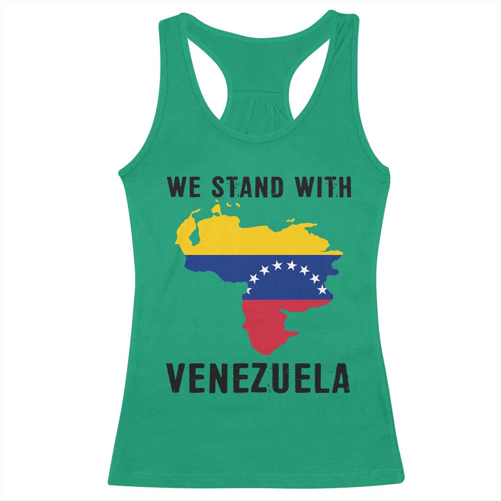 We Stand With Venezuela Racerback Tank Top Venezuelan Flag Unity Graphic TS02 Irish Green Print Your Wear