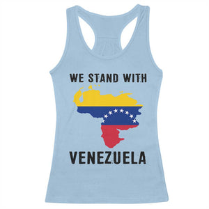 We Stand With Venezuela Racerback Tank Top Venezuelan Flag Unity Graphic TS02 Light Blue Print Your Wear