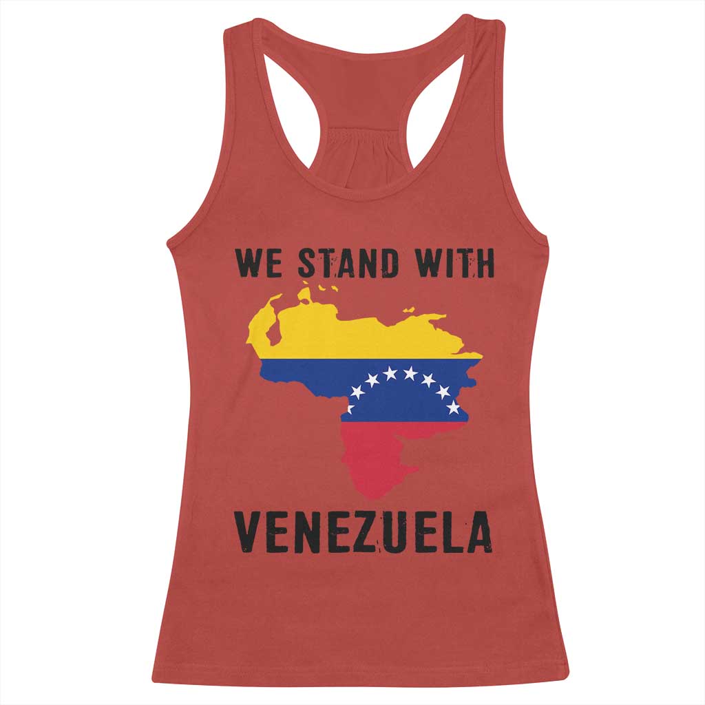 We Stand With Venezuela Racerback Tank Top Venezuelan Flag Unity Graphic TS02 Red Print Your Wear