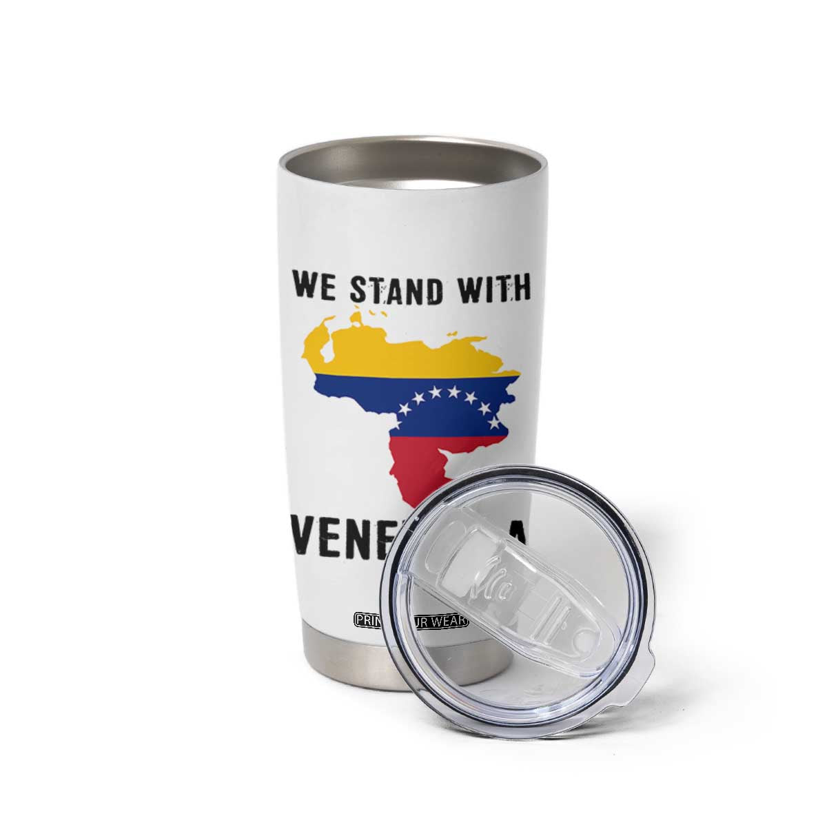 We Stand With Venezuela Tumbler Cup Venezuelan Flag Unity Graphic TS02 Print Your Wear