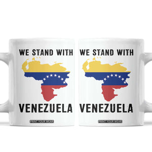 We Stand With Venezuela Coffee Mug Venezuelan Flag Unity Graphic TS02 White Print Your Wear