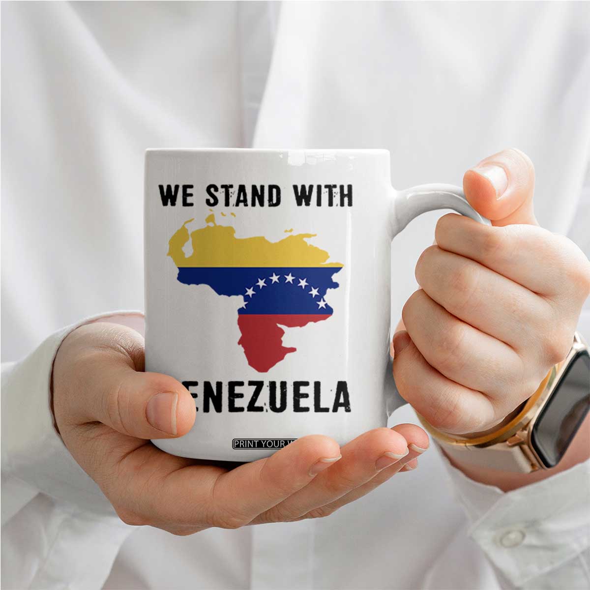 We Stand With Venezuela Coffee Mug Venezuelan Flag Unity Graphic TS02 Print Your Wear