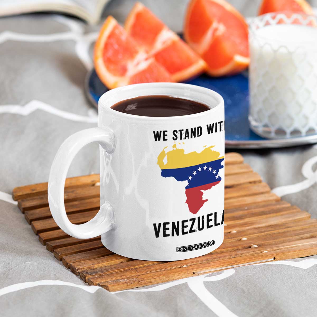 We Stand With Venezuela Coffee Mug Venezuelan Flag Unity Graphic TS02 Print Your Wear