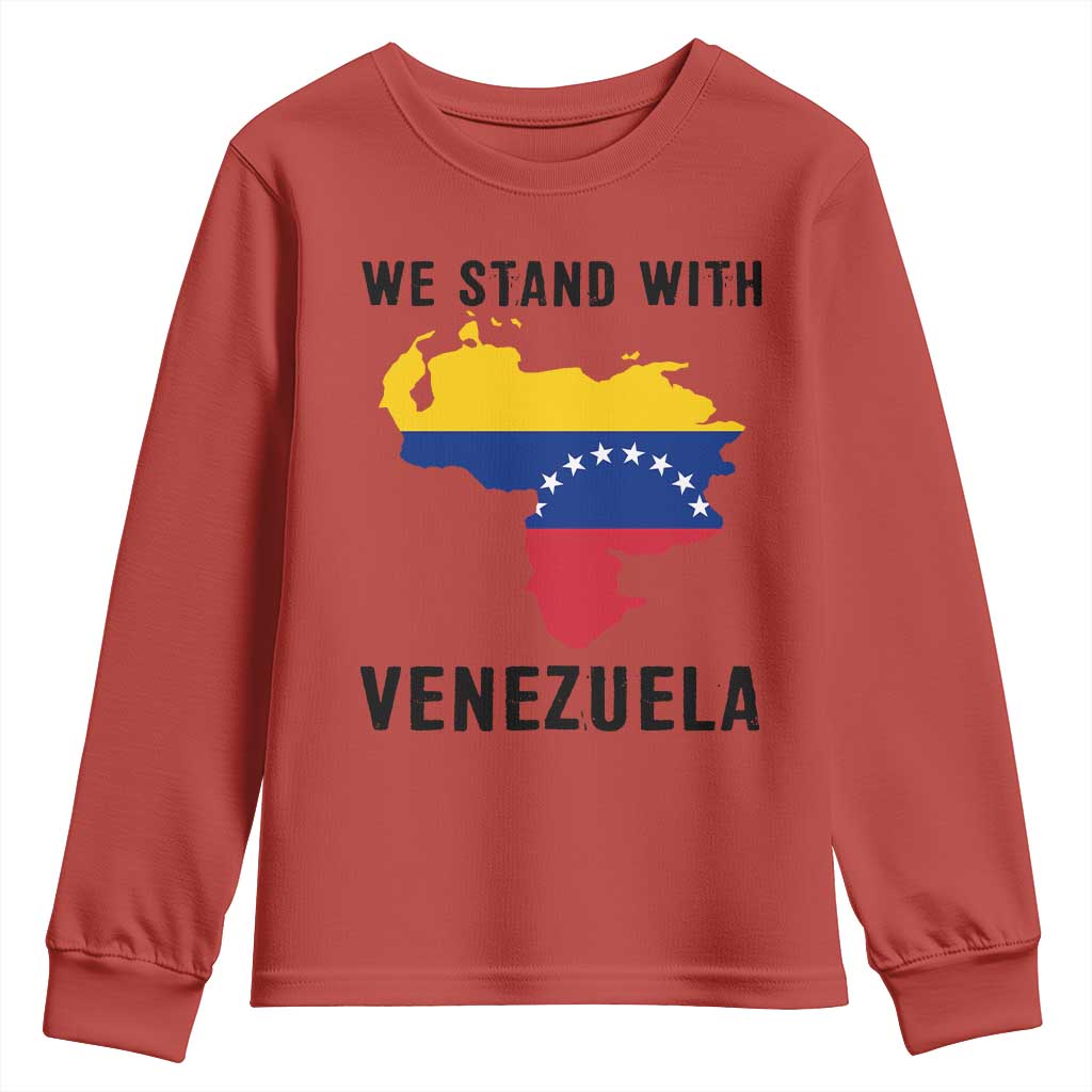 We Stand With Venezuela Youth Sweatshirt Venezuelan Flag Unity Graphic TS02 Red Print Your Wear