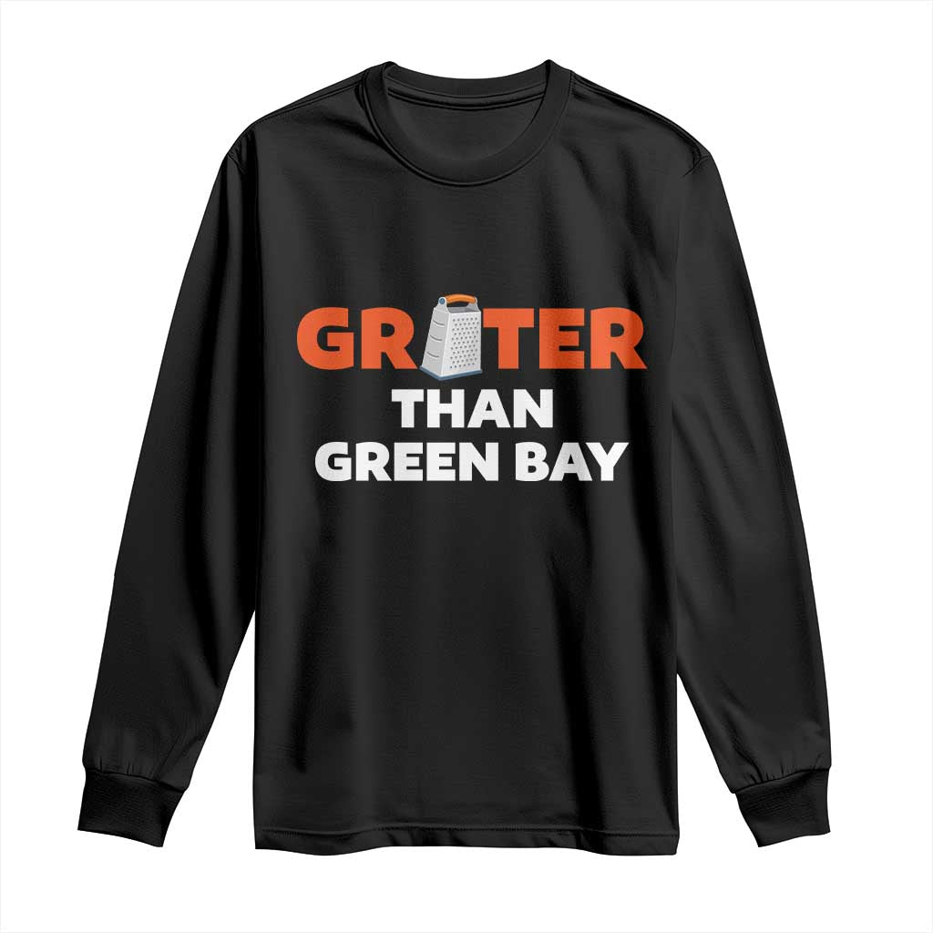 Funny Greater Than Green Bay Rivalry Long Sleeve Shirt Cheese Grater TS02 Black Print Your Wear