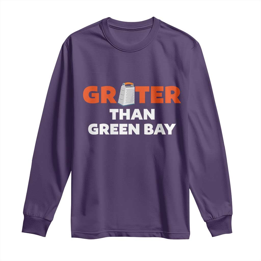 Funny Greater Than Green Bay Rivalry Long Sleeve Shirt Cheese Grater TS02 Purple Print Your Wear