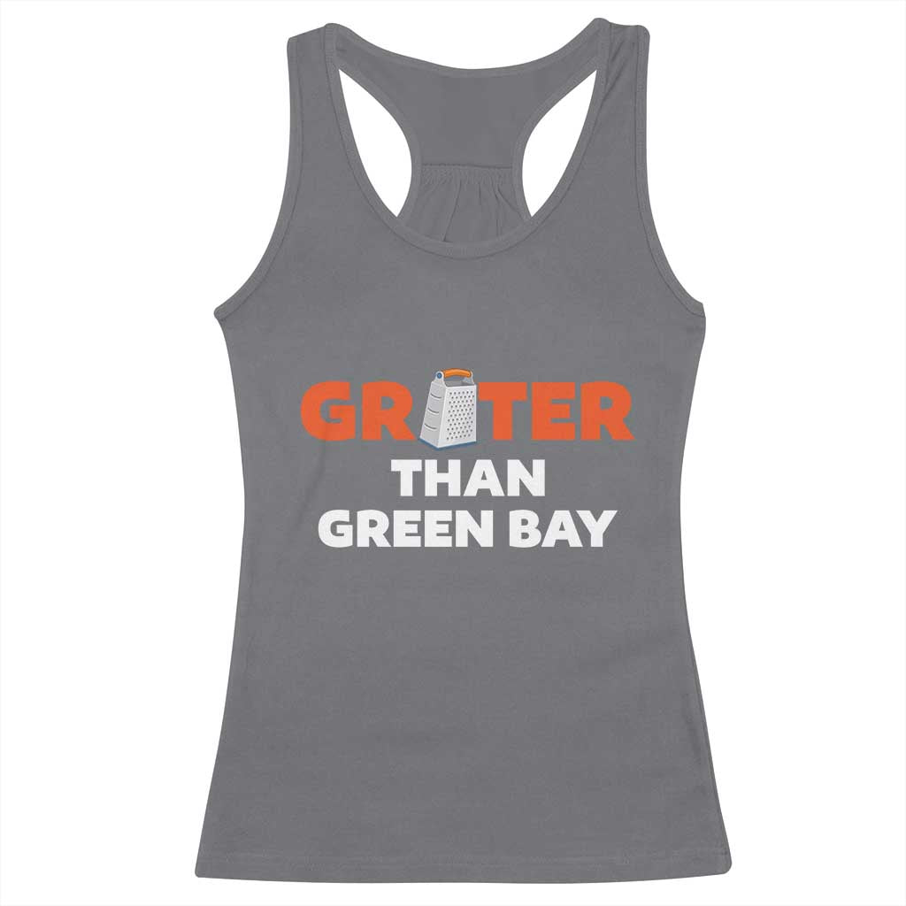 Funny Greater Than Green Bay Rivalry Racerback Tank Top Cheese Grater TS02 Charcoal Print Your Wear