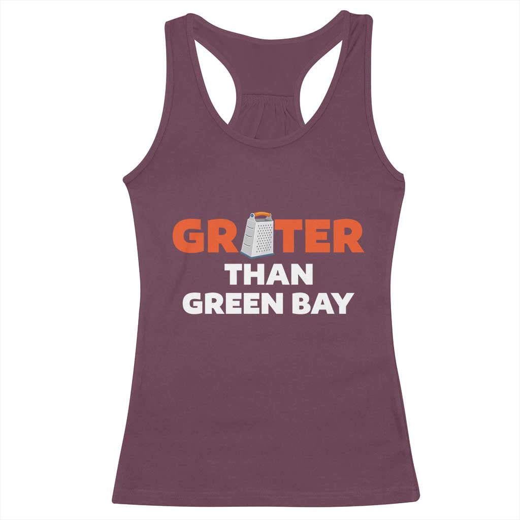 Funny Greater Than Green Bay Rivalry Racerback Tank Top Cheese Grater TS02 Maroon Print Your Wear