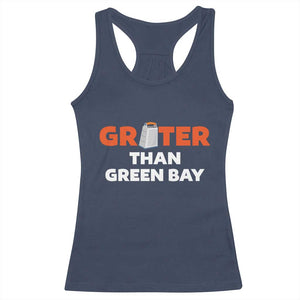 Funny Greater Than Green Bay Rivalry Racerback Tank Top Cheese Grater TS02 Navy Print Your Wear