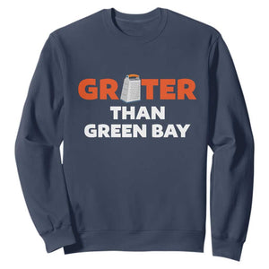 Funny Greater Than Green Bay Rivalry Sweatshirt Cheese Grater TS02 Navy Print Your Wear