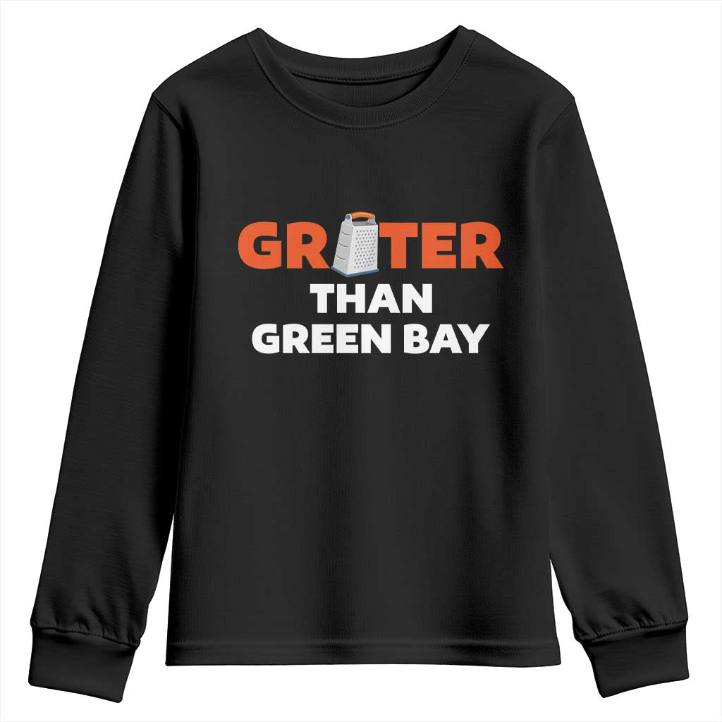 Funny Greater Than Green Bay Rivalry Youth Sweatshirt Cheese Grater TS02 Black Print Your Wear