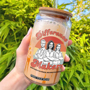 Difference Makers Teacher Appreciation Glass Can Empowering Minds & Advancing Equity Retro Educator TS02 White Print Your Wear