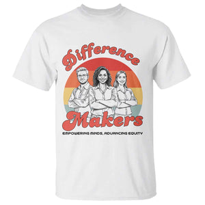 Difference Makers Teacher Appreciation T Shirt Empowering Minds & Advancing Equity Retro Educator TS02 White Print Your Wear