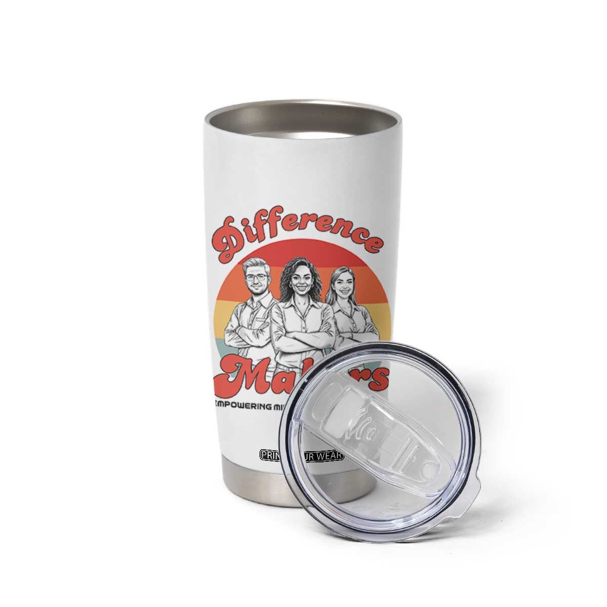 Difference Makers Teacher Appreciation Tumbler Cup Empowering Minds & Advancing Equity Retro Educator TS02 Print Your Wear