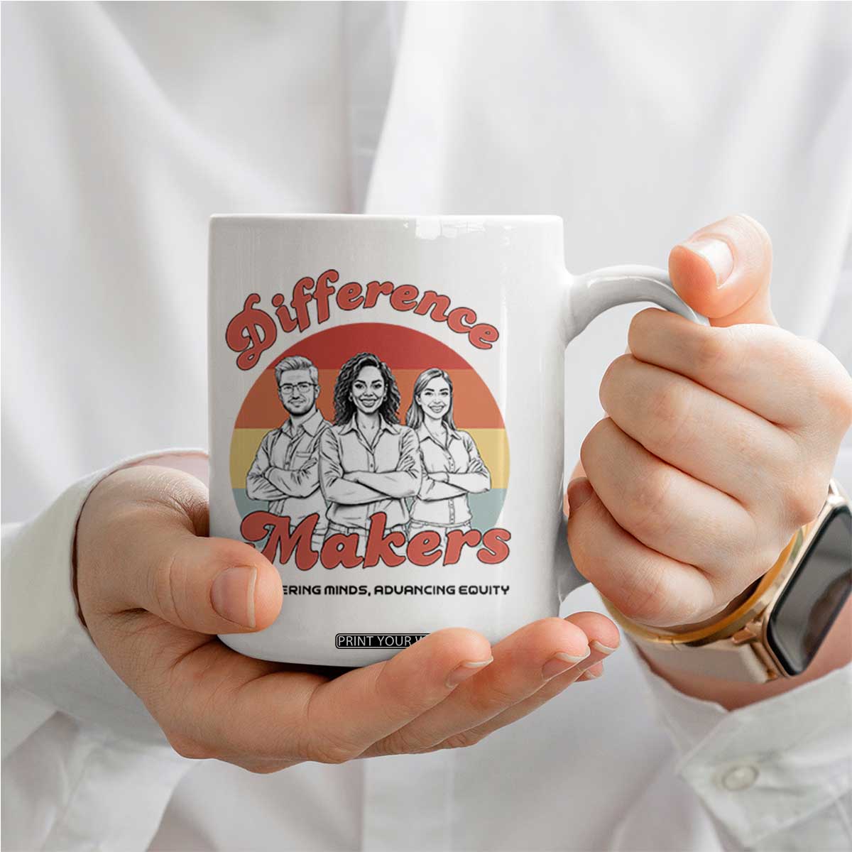 Difference Makers Teacher Appreciation Coffee Mug Empowering Minds & Advancing Equity Retro Educator TS02 Print Your Wear