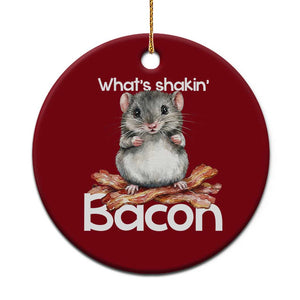 What is Shakin Bacon Funny Mouse Ceramic Ornament Pun Animal Humor TS02 1pc Red Print Your Wear