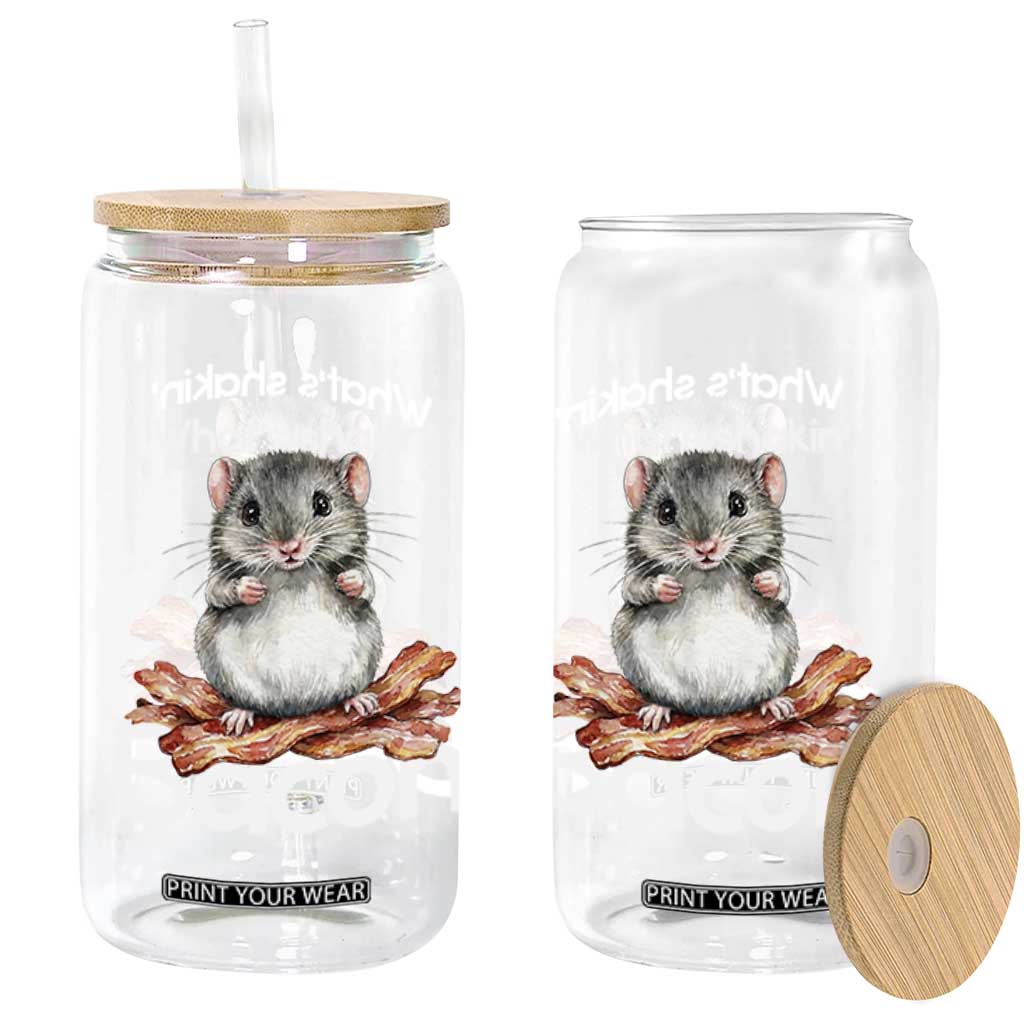 What is Shakin Bacon Funny Mouse Glass Can Pun Animal Humor TS02 Print Your Wear