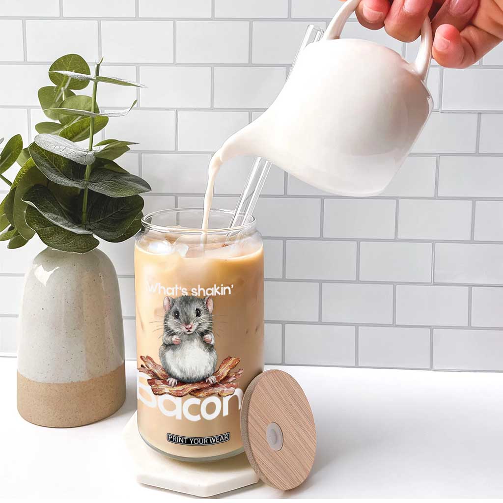 What is Shakin Bacon Funny Mouse Glass Can Pun Animal Humor TS02 Print Your Wear