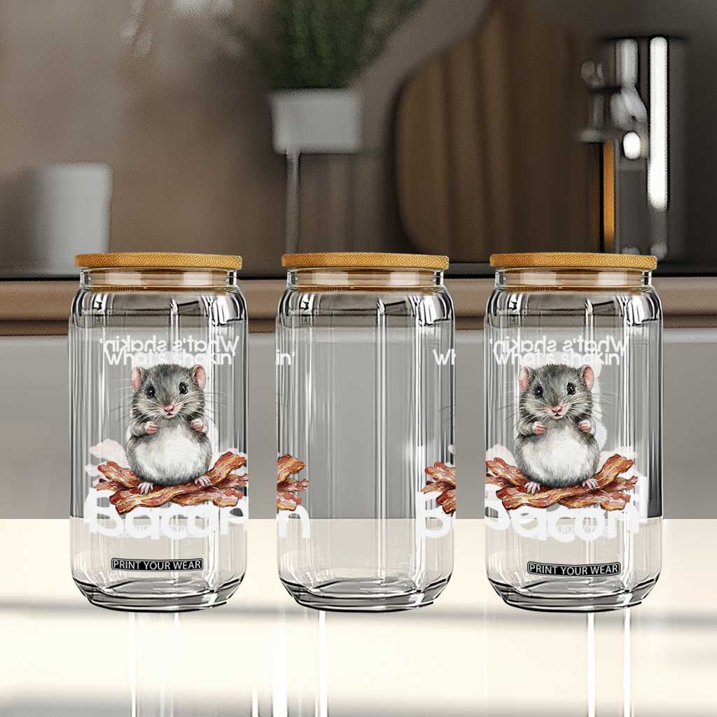 What is Shakin Bacon Funny Mouse Glass Can Pun Animal Humor TS02 Print Your Wear