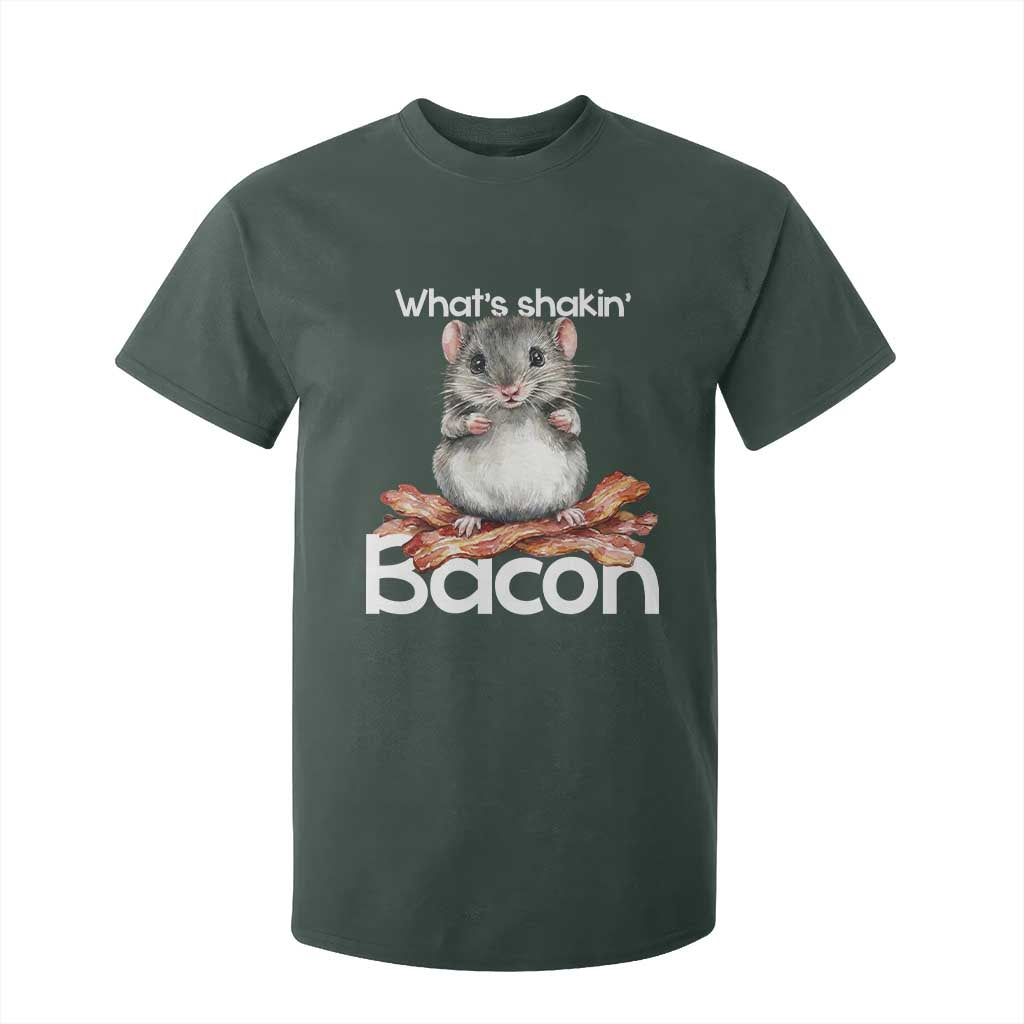 What is Shakin Bacon Funny Mouse T Shirt For Kid Pun Animal Humor TS02 Dark Forest Green Print Your Wear