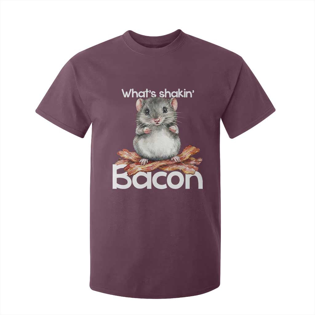 What is Shakin Bacon Funny Mouse T Shirt For Kid Pun Animal Humor TS02 Maroon Print Your Wear