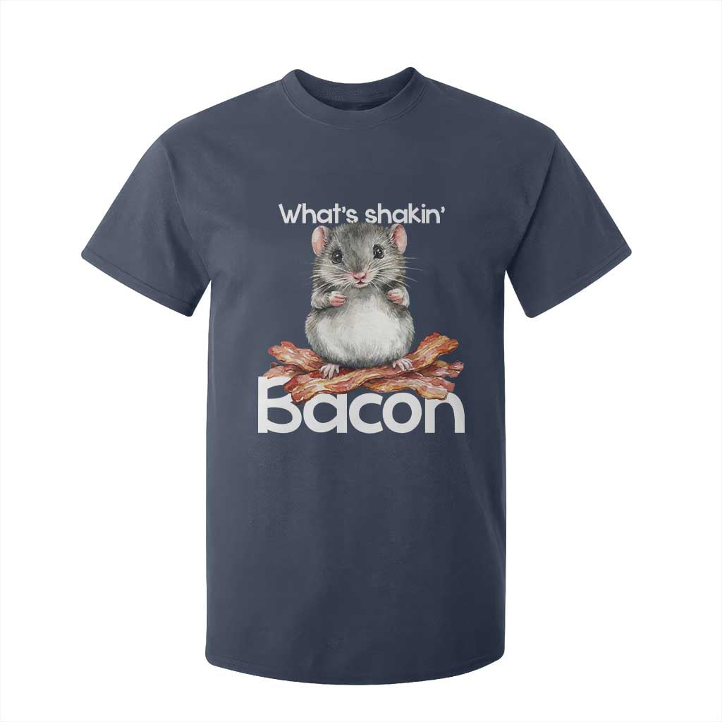 What is Shakin Bacon Funny Mouse T Shirt For Kid Pun Animal Humor TS02 Navy Print Your Wear