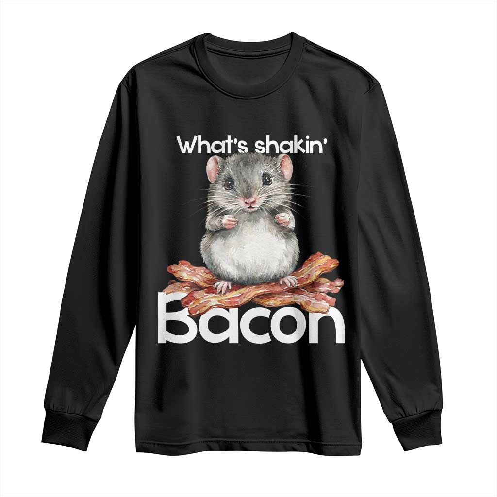 What is Shakin Bacon Funny Mouse Long Sleeve Shirt Pun Animal Humor TS02 Black Print Your Wear