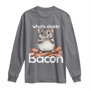 What is Shakin Bacon Funny Mouse Long Sleeve Shirt Pun Animal Humor TS02 Charcoal Print Your Wear