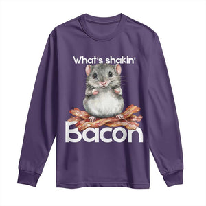 What is Shakin Bacon Funny Mouse Long Sleeve Shirt Pun Animal Humor TS02 Purple Print Your Wear