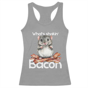 What is Shakin Bacon Funny Mouse Racerback Tank Top Pun Animal Humor TS02 Sport Gray Print Your Wear