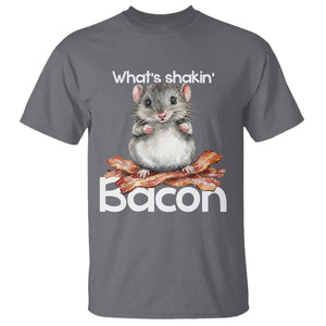 What is Shakin Bacon Funny Mouse T Shirt Pun Animal Humor TS02 Charcoal Print Your Wear
