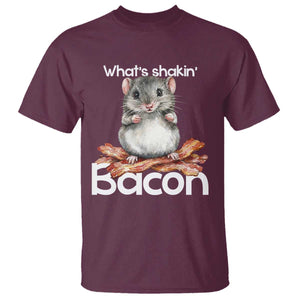 What is Shakin Bacon Funny Mouse T Shirt Pun Animal Humor TS02 Maroon Print Your Wear