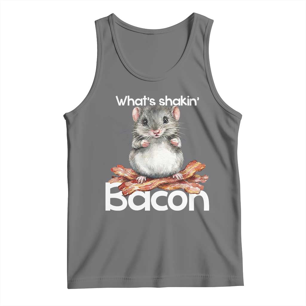What is Shakin Bacon Funny Mouse Tank Top Pun Animal Humor TS02 Black Heather Print Your Wear