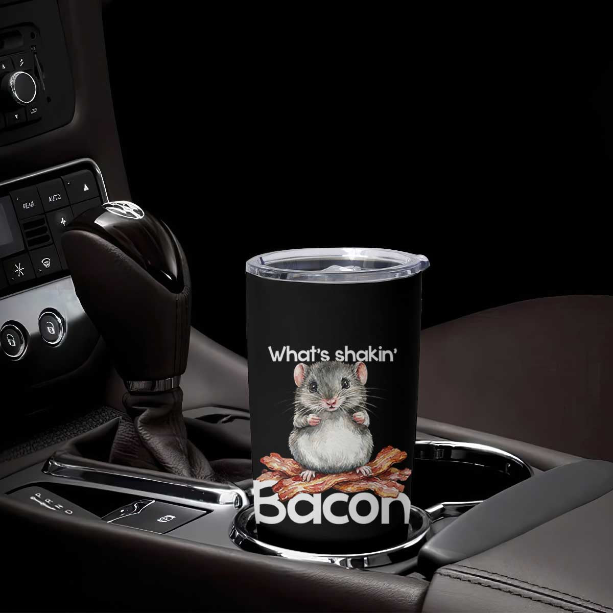 What is Shakin Bacon Funny Mouse Tumbler Cup Pun Animal Humor TS02 Print Your Wear