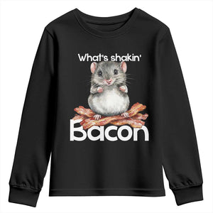 What is Shakin Bacon Funny Mouse Youth Sweatshirt Pun Animal Humor TS02 Black Print Your Wear