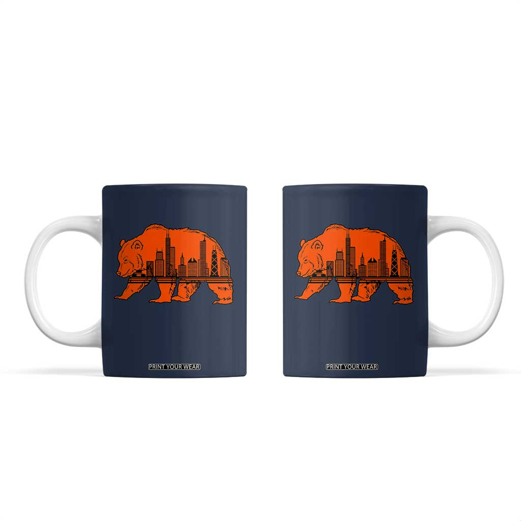 Chicago Skyline Bear Coffee Mug Windy City Pride True Lover Sports Fan TS02 Navy Print Your Wear