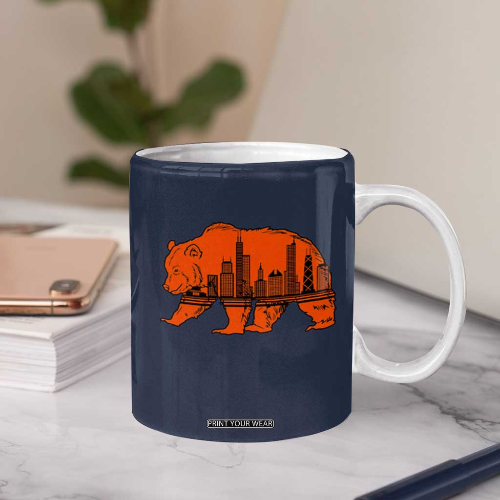 Chicago Skyline Bear Coffee Mug Windy City Pride True Lover Sports Fan TS02 Print Your Wear