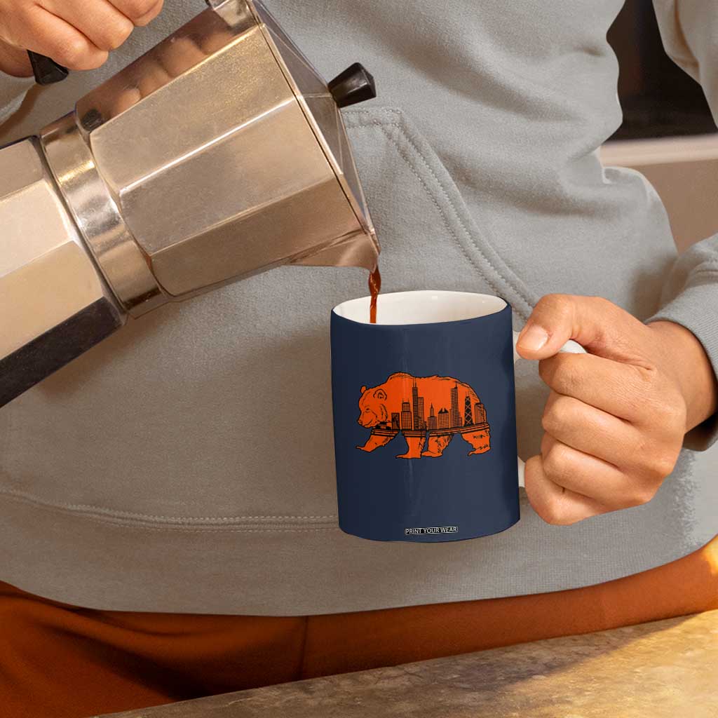 Chicago Skyline Bear Coffee Mug Windy City Pride True Lover Sports Fan TS02 Print Your Wear
