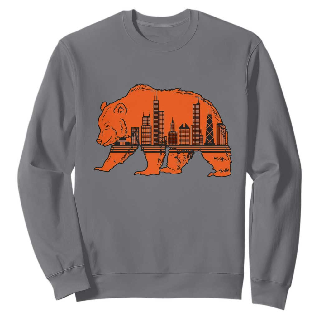 Chicago Skyline Bear Sweatshirt Windy City Pride True Lover Sports Fan TS02 Charcoal Print Your Wear