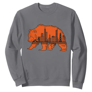 Chicago Skyline Bear Sweatshirt Windy City Pride True Lover Sports Fan TS02 Charcoal Print Your Wear
